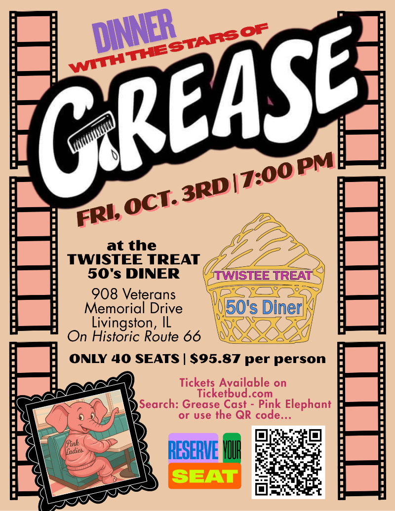 Grease Cast Dinner at The Twistee Treat Diner event flyer