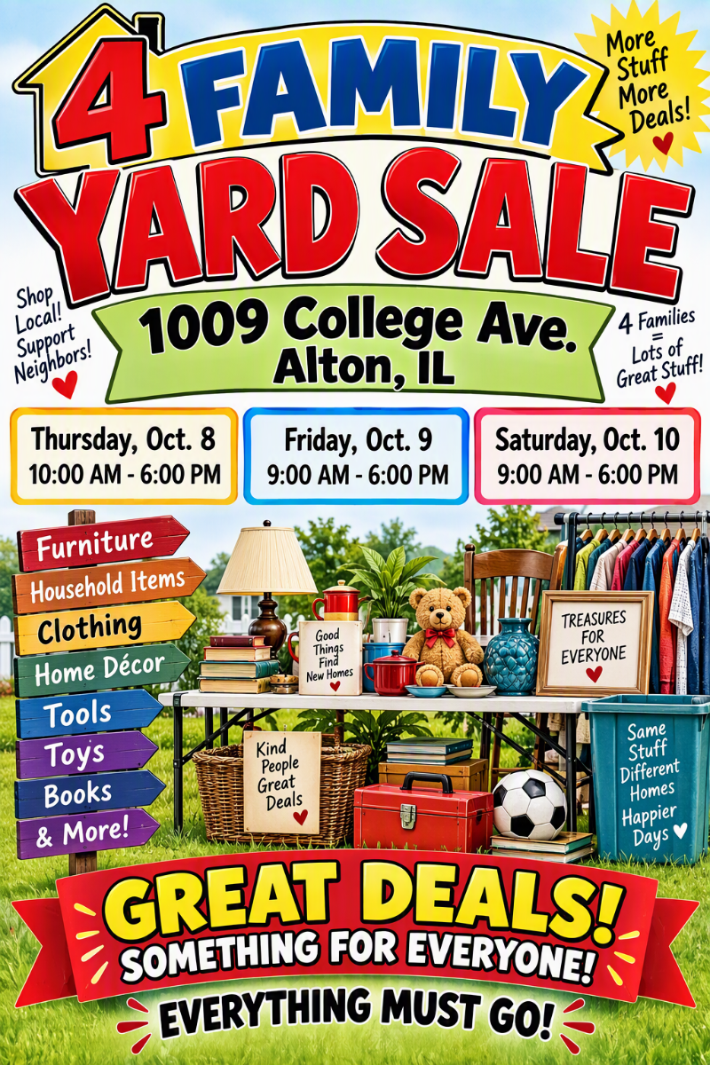 Huge 4 Family Yard Sale event flyer