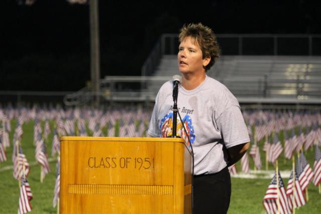 Ms. Angela Parish at the 9/11 Memorial service at Civic Memorial High School.