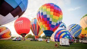 Some of the balloons from previous years at the Great Forest Park Balloon Race.