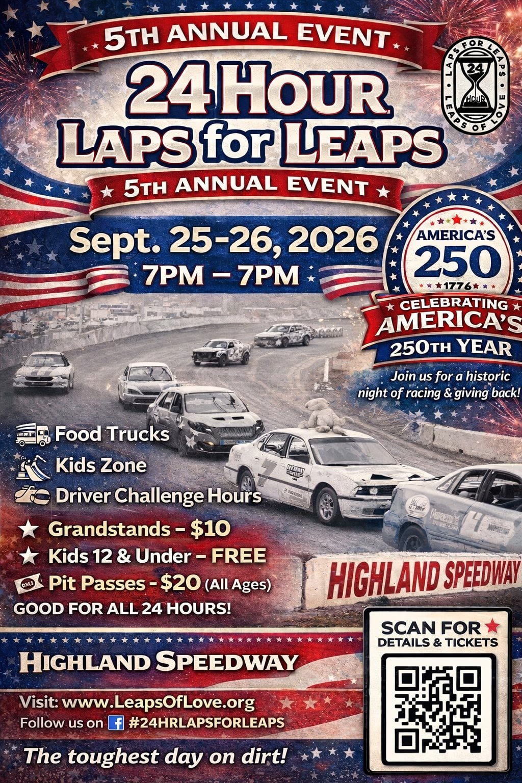 5th Annual 24-Hour Laps for Leaps event flyer