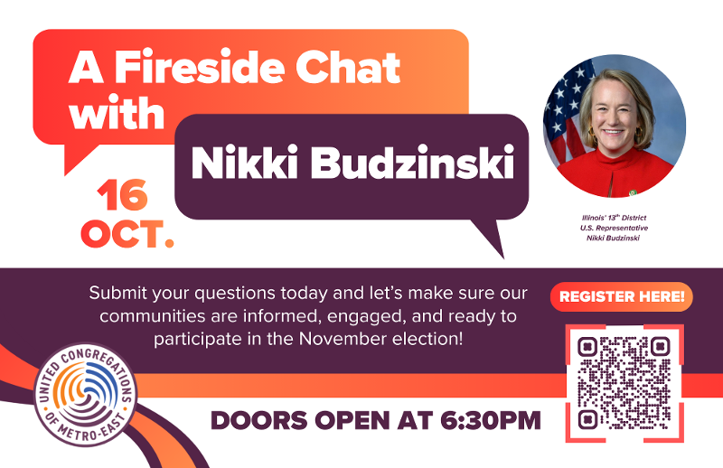 Fireside Chat with Congresswoman Nikki Budzinski event flyer