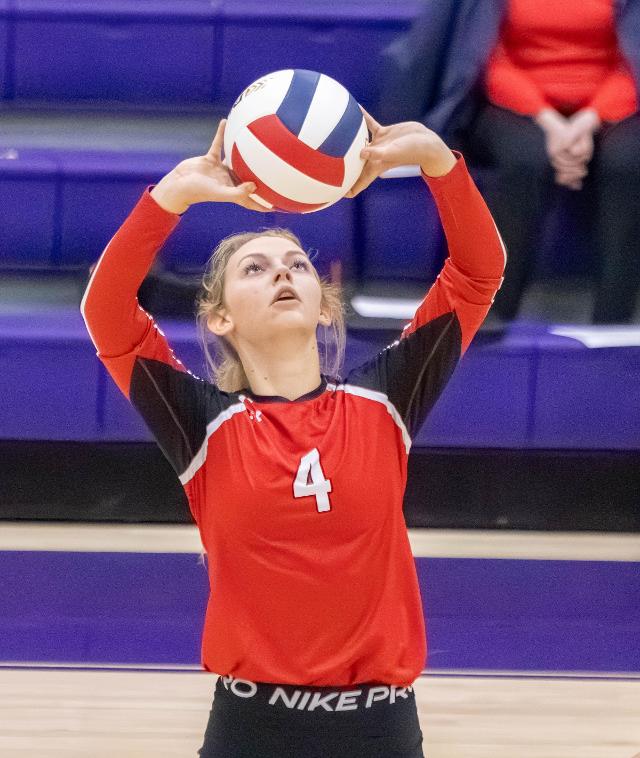 Triad's Heidi Boehning sets up a play against CM. (Chris Rhodes Photo).
