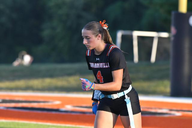 Sophie Shapiro at the line of scrimmage. (Photos by Dan Brannan)