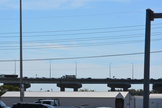 Traffic on the Clark Bridge was backed up for several minutes after the crash on Friday. (Photo by Dan Brannan)