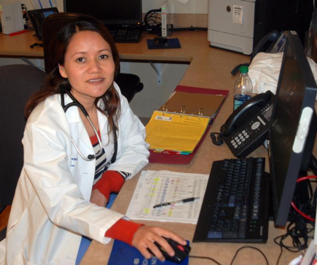 Dr. Gurung at work at Alton Memorial Hospital.