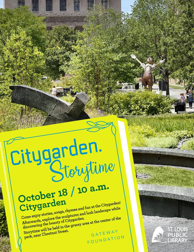 Storytime at Citygarden event flyer