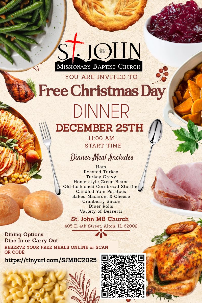 2025 Free CChristmas Day Dinner event flyer