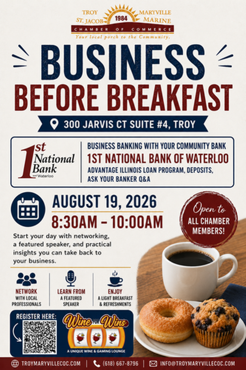 Business Before Breakfast at Wine for the Win event flyer