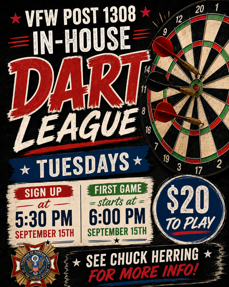 VFW Post 1308 In-House Dart League