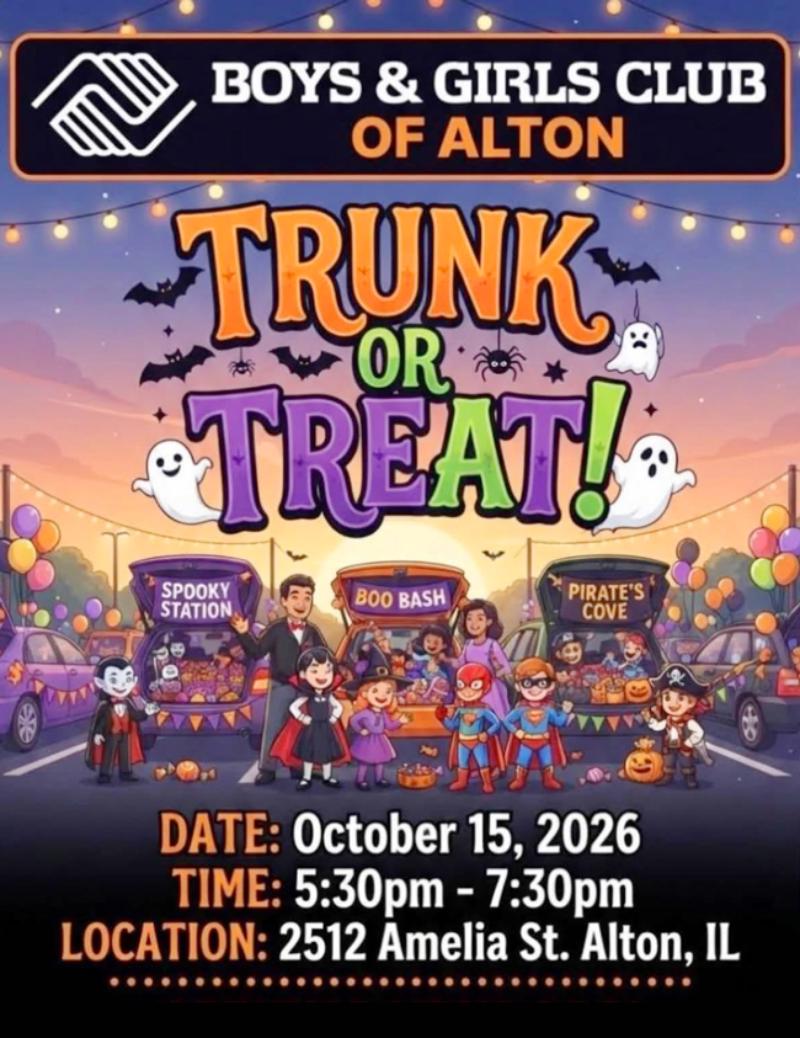 Boys & Girls Club of Alton for Trunk or Treat event flyer