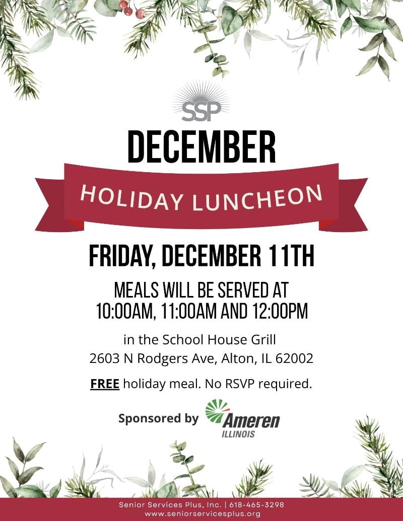 December Holiday Luncheon at SSP - Alton, IL - Dec. 11th event flyer