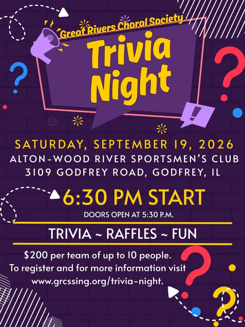 Great Rivers Choral Society Trivia Night event flyer
