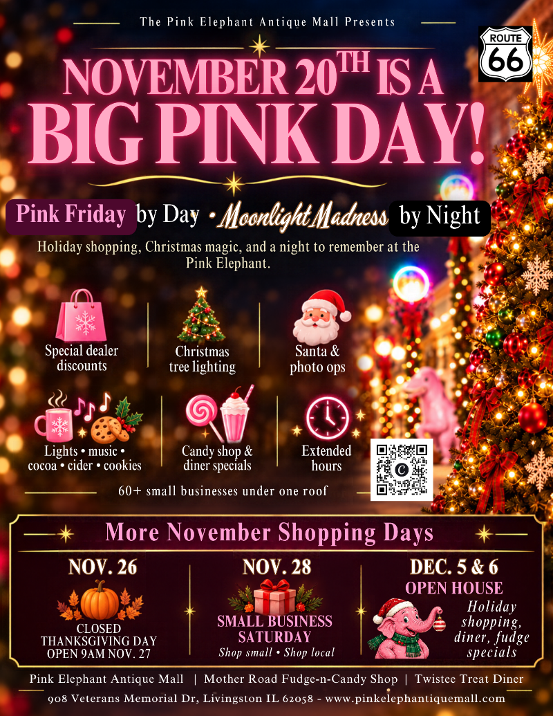 BIG PINK DAY at the Pink Elephant Antique Mall event flyer