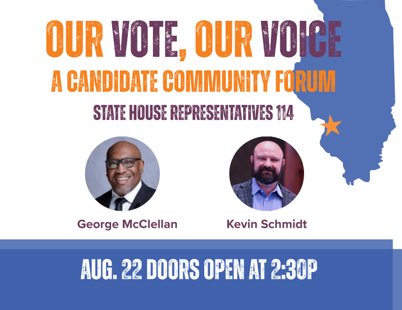 Our Vote, Our Voice: A Candidate Community Forum event flyer
